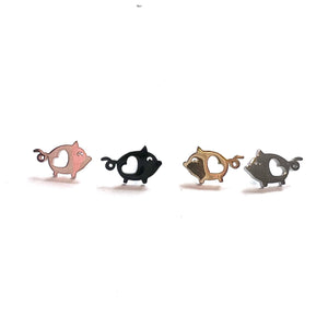 Stainless Steel Piggy Stud Earrings