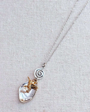 842 - 02 Antique Nested Hummingbird Pearl Necklace - Gracie Rose Designs - Painted Door on Main