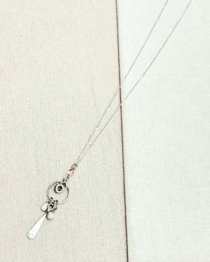 842 - 04 Antique Silver Semi - Precious Cluster Necklace - Gracie Rose Designs - Painted Door on Main