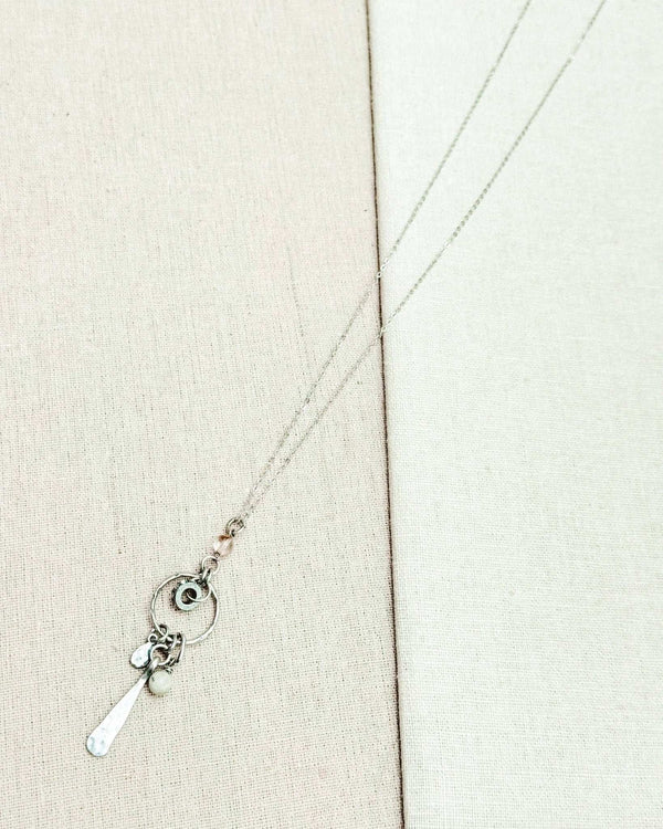 842 - 04 Antique Silver Semi - Precious Cluster Necklace - Gracie Rose Designs - Painted Door on Main