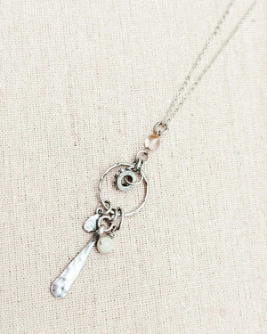 842 - 04 Antique Silver Semi - Precious Cluster Necklace - Gracie Rose Designs - Painted Door on Main
