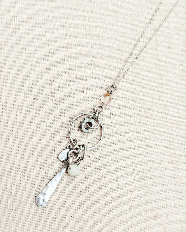 842 - 04 Antique Silver Semi - Precious Cluster Necklace - Gracie Rose Designs - Painted Door on Main