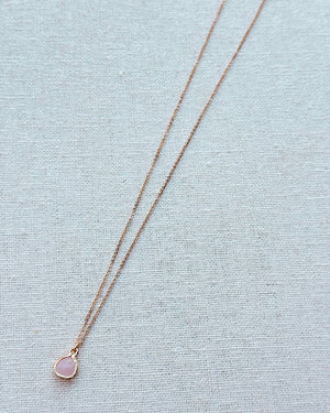 842 - 09 Gold & Rose Quartz Necklace - Gracie Rose Designs - Painted Door on Main