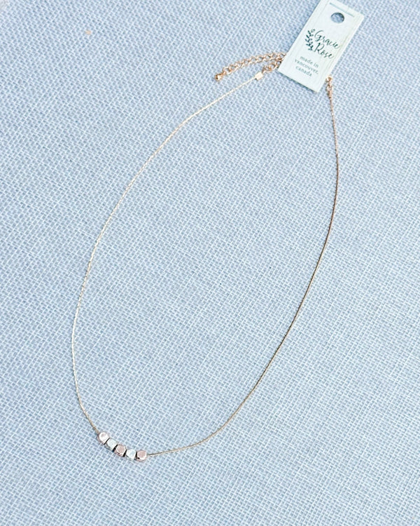 842 - 10 Rose Gold & Rhodium Beaded Necklace - Gracie Rose Designs - Painted Door on Main