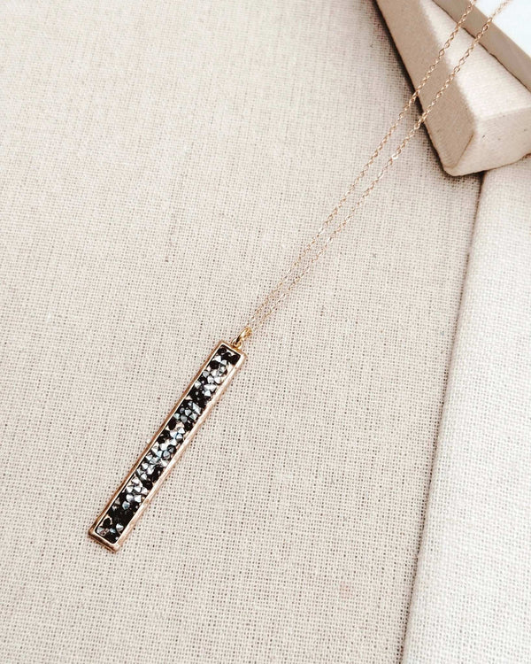 842 - 12 Gold Silver & Black Crystal Bar Necklace - Gracie Rose Designs - Painted Door on Main