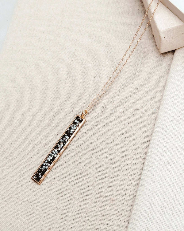 842 - 12 Gold Silver & Black Crystal Bar Necklace - Gracie Rose Designs - Painted Door on Main