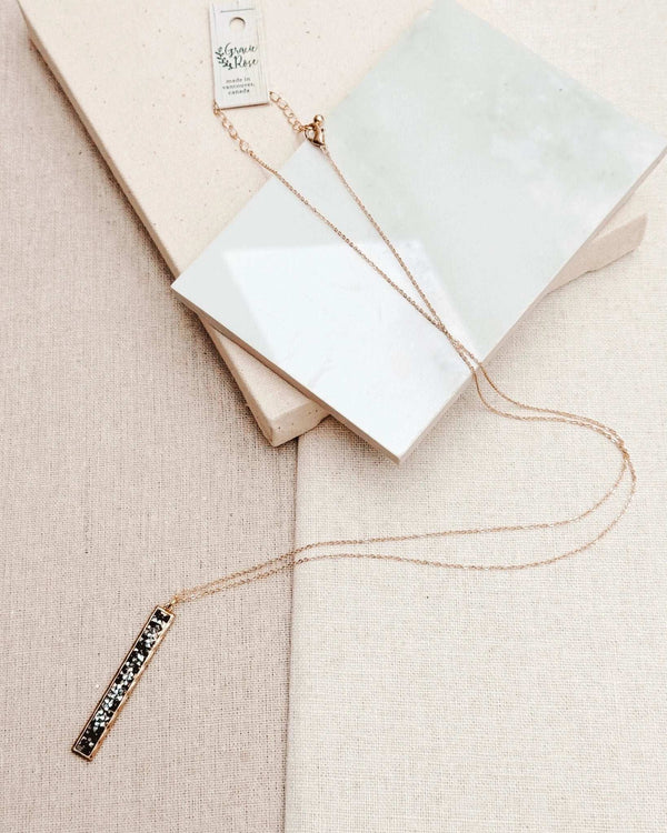 842 - 12 Gold Silver & Black Crystal Bar Necklace - Gracie Rose Designs - Painted Door on Main