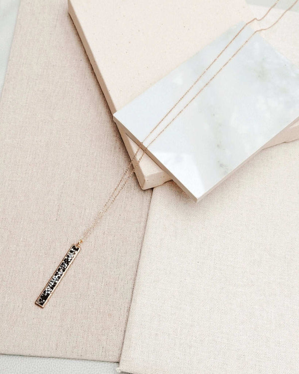 842 - 12 Gold Silver & Black Crystal Bar Necklace - Gracie Rose Designs - Painted Door on Main
