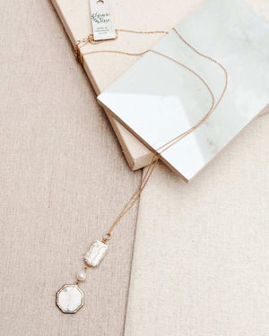 842 - 13 Howlite & Freshwater Pearl Necklace - Gracie Rose Designs - Painted Door on Main