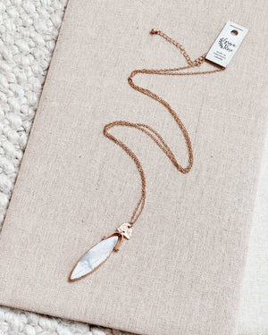 842 - 15 Gold & White Marble Geometric Necklace - Gracie Rose Designs - Painted Door on Main