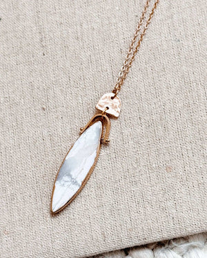 842 - 15 Gold & White Marble Geometric Necklace - Gracie Rose Designs - Painted Door on Main