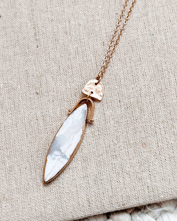 842 - 15 Gold & White Marble Geometric Necklace - Gracie Rose Designs - Painted Door on Main