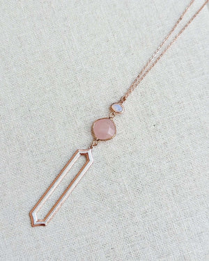 842 - 17 Silver & Rose Gold Quartz Necklace - Gracie Rose Designs - Painted Door on Main