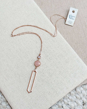 842 - 17 Silver & Rose Gold Quartz Necklace - Gracie Rose Designs - Painted Door on Main