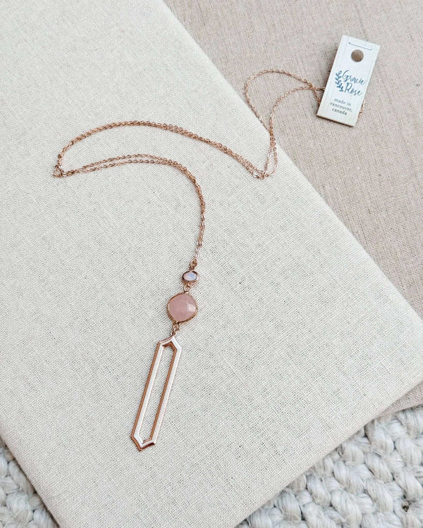 842 - 17 Silver & Rose Gold Quartz Necklace - Gracie Rose Designs - Painted Door on Main