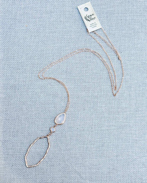 842 - 19 Rose Gold & Opal Glass Geometric Necklace - Gracie Rose Designs - Painted Door on Main