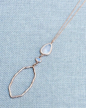 842 - 19 Rose Gold & Opal Glass Geometric Necklace - Gracie Rose Designs - Painted Door on Main