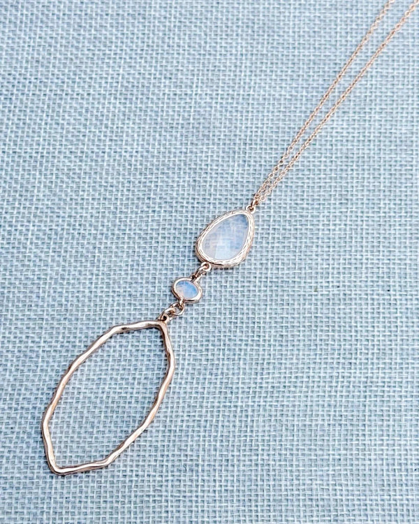 842 - 19 Rose Gold & Opal Glass Geometric Necklace - Gracie Rose Designs - Painted Door on Main