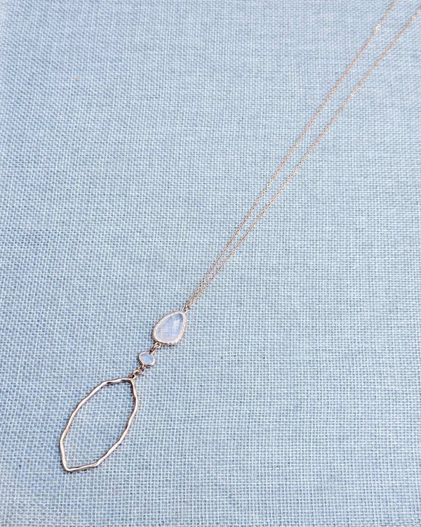 842 - 19 Rose Gold & Opal Glass Geometric Necklace - Gracie Rose Designs - Painted Door on Main