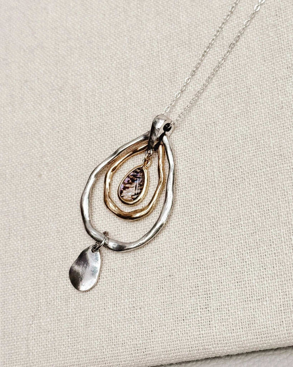 842 - 20 Two Tone Abalone Shell Teardrop Necklace - Gracie Rose Designs - Painted Door on Main