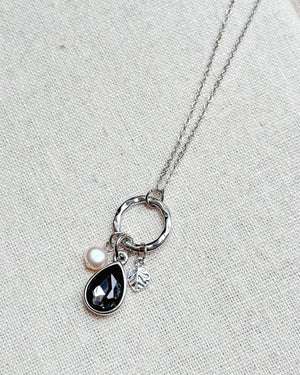 842 - 23 Rhinestone & Freshwater Pearl Necklace - Gracie Rose Designs - Painted Door on Main