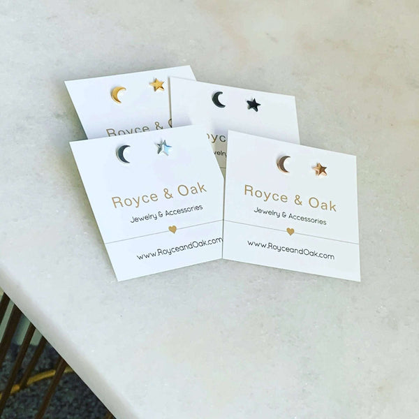 846 - 15 Moon & Star Earrings - Royce and Oak - Painted Door on Main