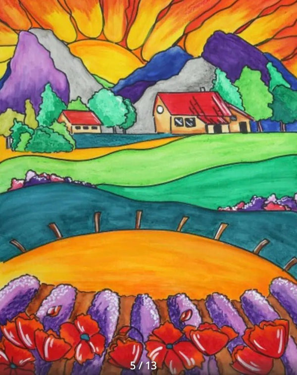 854 - 01 Contemporary Landscape Prints - Art by Linda Finstad - Painted Door on Main
