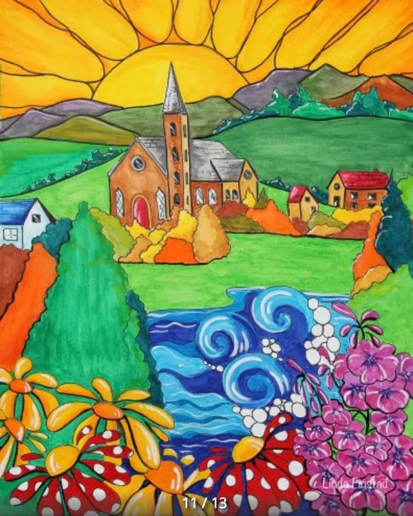 854 - 01 Contemporary Landscape Prints - Art by Linda Finstad - Painted Door on Main
