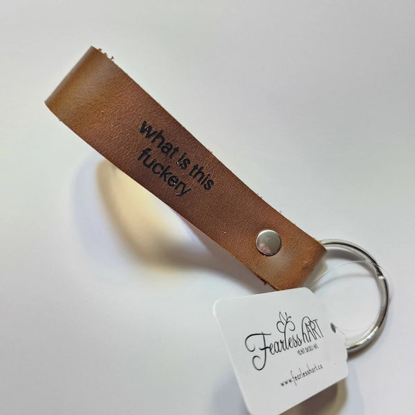 857 - 03 Leather Key Chain - Fearless hART - Painted Door on Main