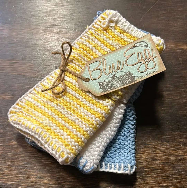 869 - 01 Knitted Cloth Gift Sets - Blue Egg Creations - Painted Door on Main