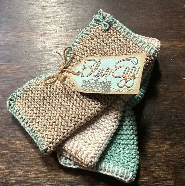 869 - 01 Knitted Cloth Gift Sets - Blue Egg Creations - Painted Door on Main