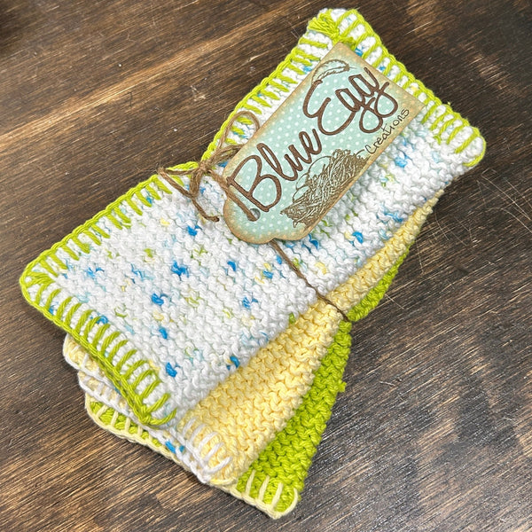 869 - 01 Knitted Cloth Gift Sets - Blue Egg Creations - Painted Door on Main