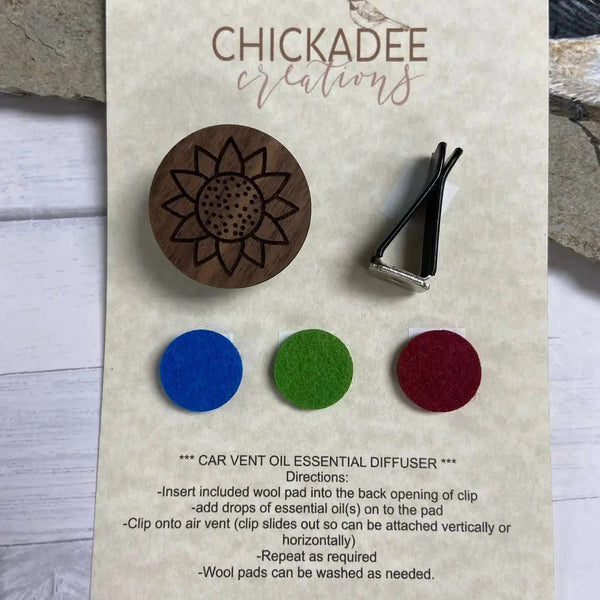 871 - 01 Wood Car Vent Diffuser Clip - Chickadee Creations - Painted Door on Main