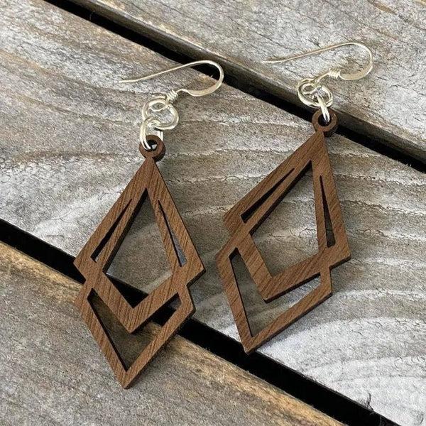 871 - 07 Walnut Earrings - Chickadee Creations - Painted Door on Main