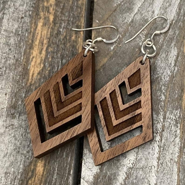 871 - 07 Walnut Earrings - Chickadee Creations - Painted Door on Main