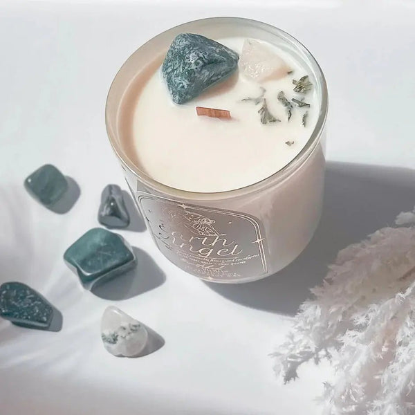 874 - 22 Earth Angel Luxury Crystal Candle - Bewitched Aromas - Painted Door on Main
