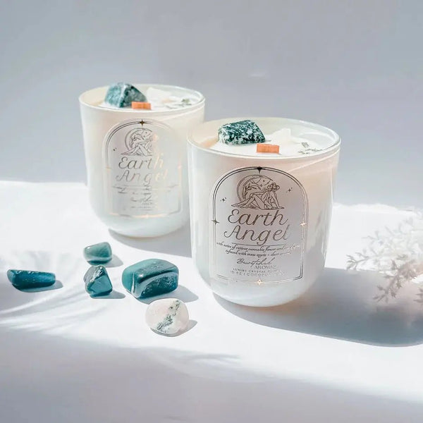 874 - 22 Earth Angel Luxury Crystal Candle - Bewitched Aromas - Painted Door on Main