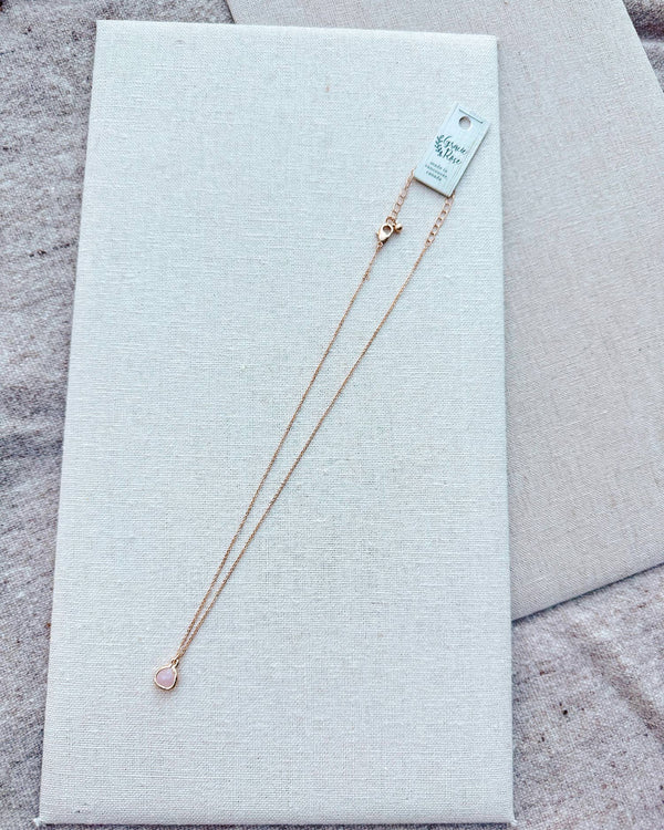 842-09 Gold & Rose Quartz Necklace - Gracie Rose Designs