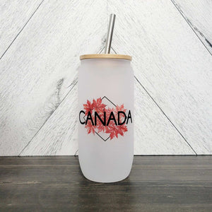 888 - 04 Canada Leaf Frosted Glass Can - DIYxe - Painted Door on Main