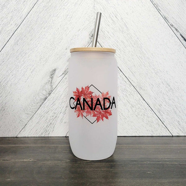 888 - 04 Canada Leaf Frosted Glass Can - DIYxe - Painted Door on Main