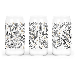 888 - 06 Floral Line Art Glass Can - DIYxe - Painted Door on Main