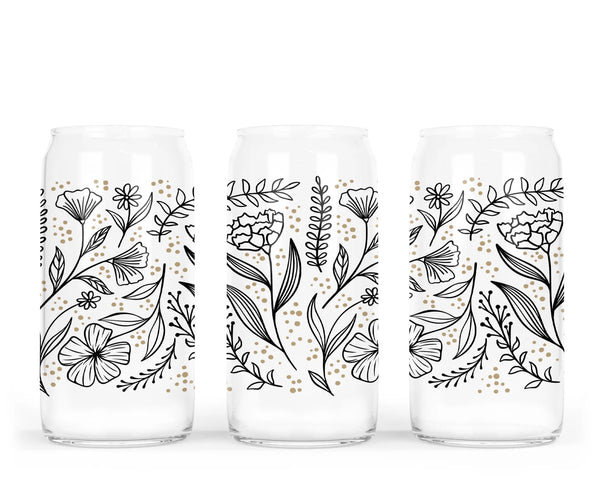 888 - 06 Floral Line Art Glass Can - DIYxe - Painted Door on Main
