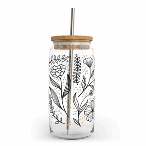 888 - 06 Floral Line Art Glass Can - DIYxe - Painted Door on Main