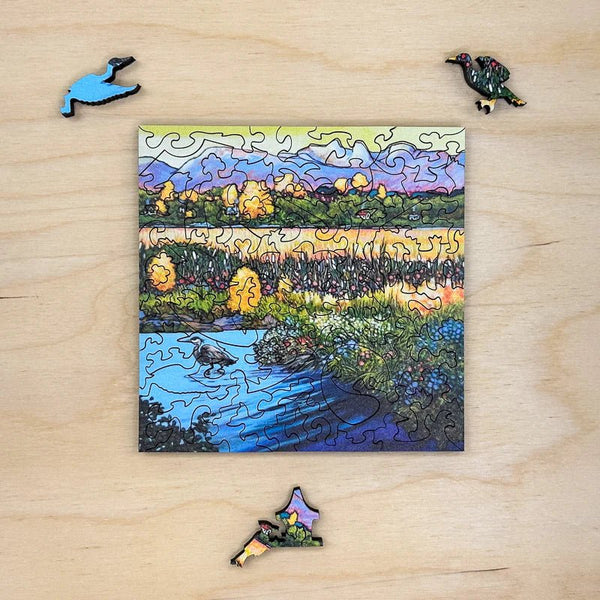 890 - 03 'The Marsh, The Meadow, The Mountain' Wood Puzzle - StumpCraft - Painted Door on Main