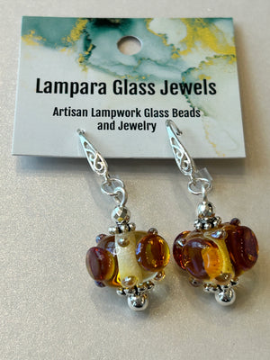 Lampwork Glass Beads + Sterling Silver Earring