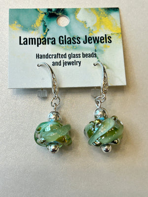 Lampwork Glass Beads + Sterling Silver Earring