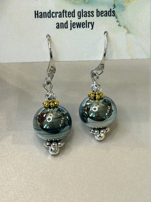 Lampwork Glass Beads + Sterling Silver Earring