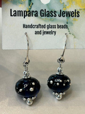 Lampwork Glass Beads + Sterling Silver Earring