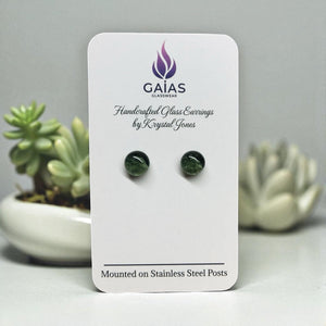 Handcrafted Glass Stud Earrings - Painted Door on Main