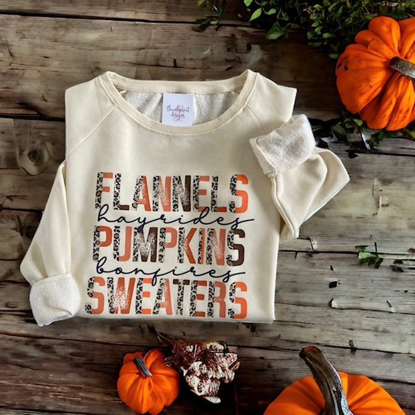 082-23 'Flannels Hayrides Pumpkins' Crewneck - Thumbprint Designs
